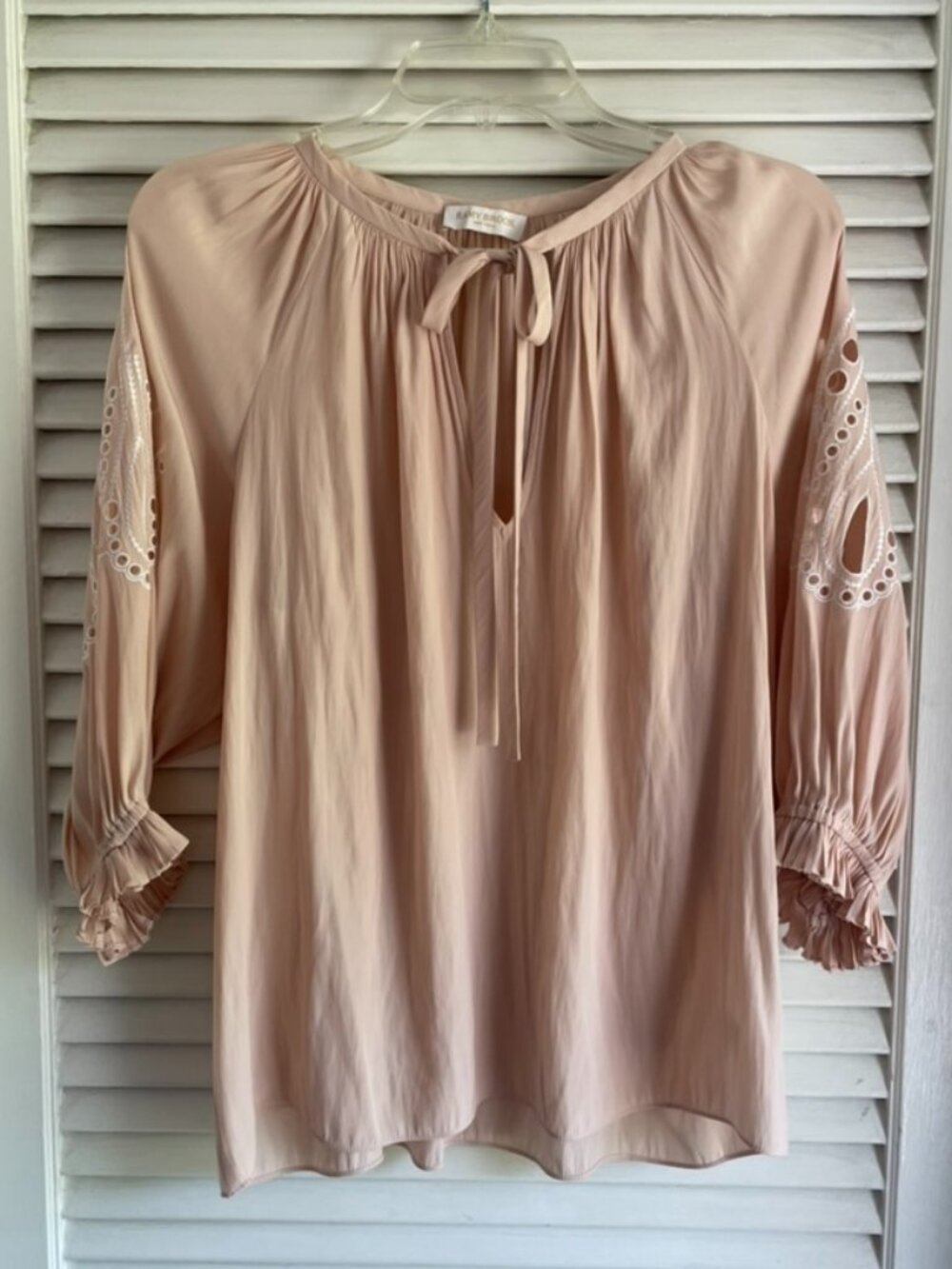 Ramy Brook Blush Peasant Top Blouse - Eyelet Ruffle Sleeve - Fits S (See Meas.)